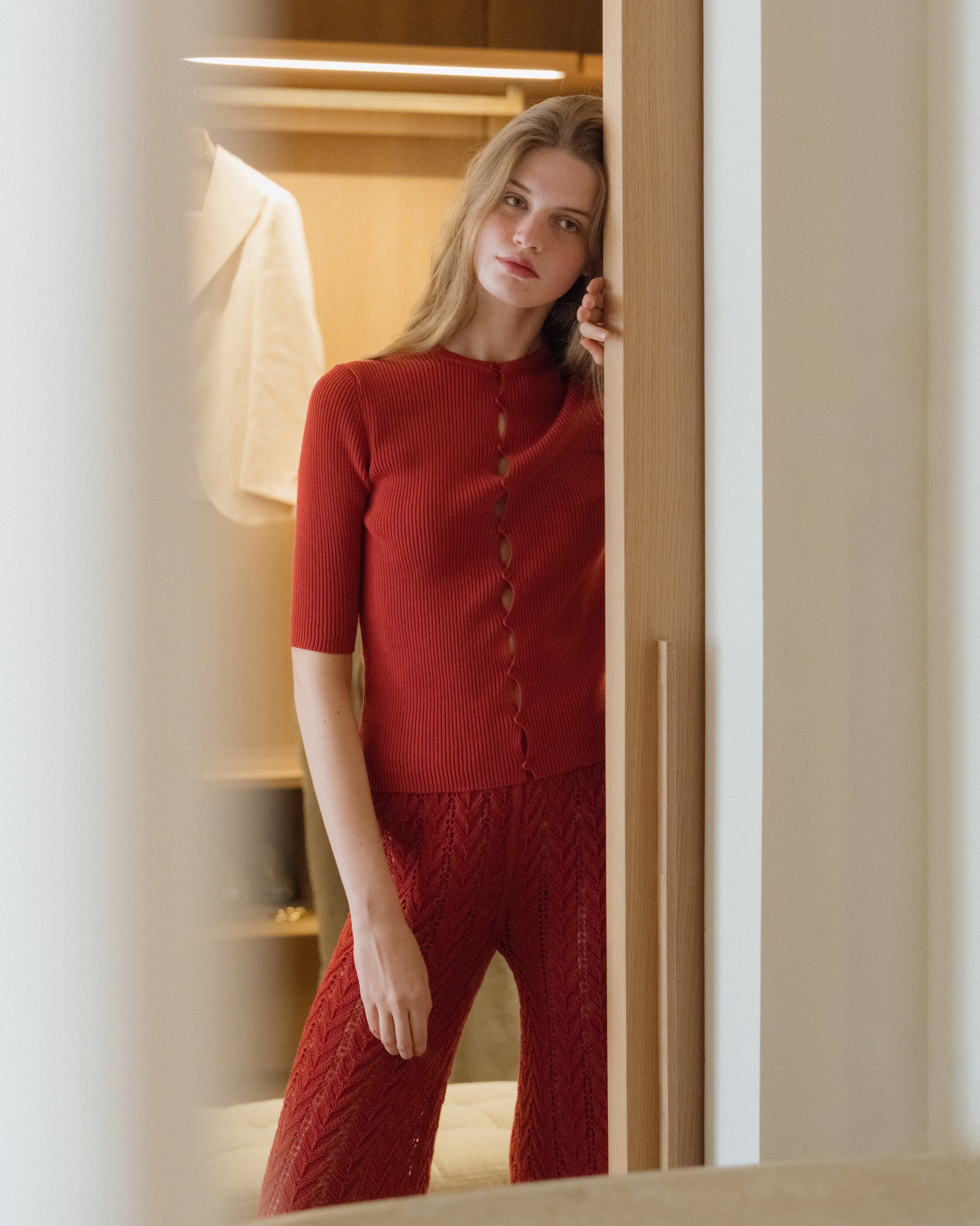 Fine Cotton Ribbed Cardigan-0