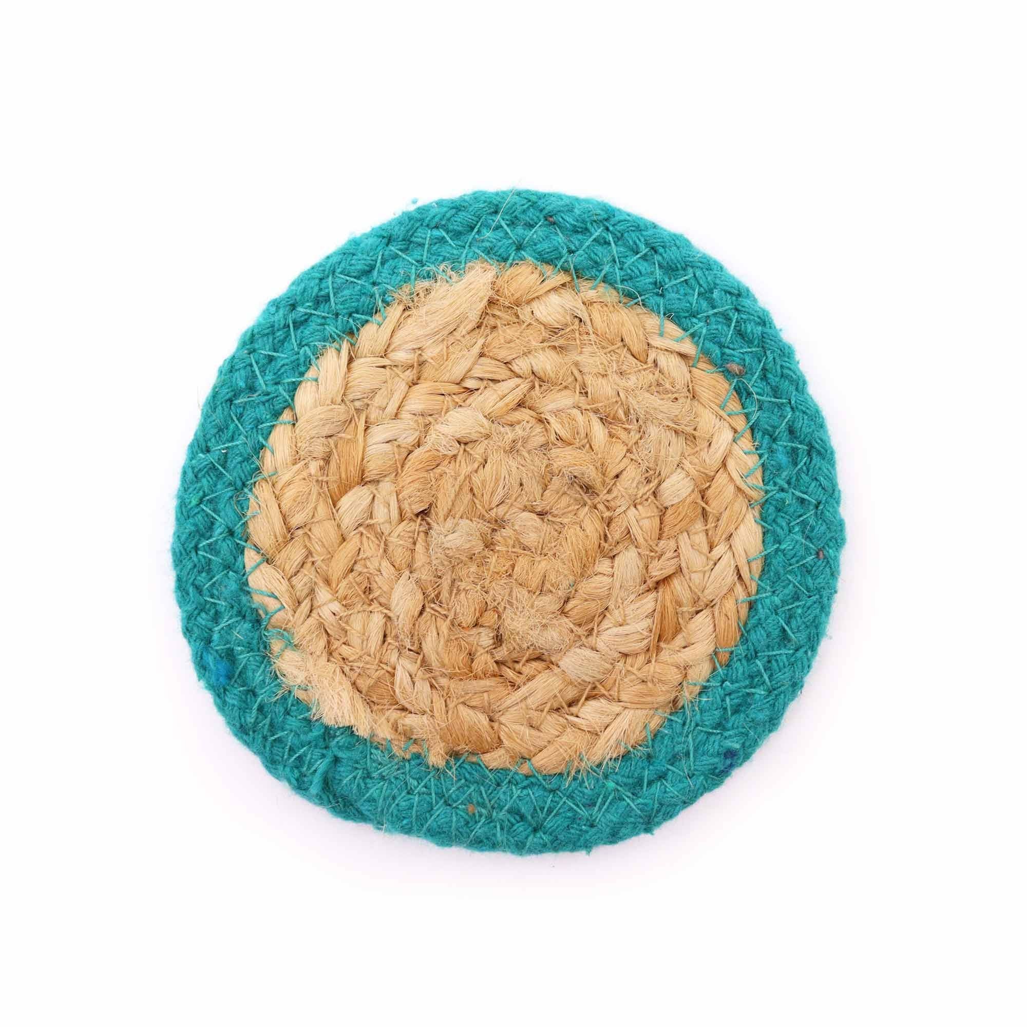 Natural Coaster - Jute & Cotton (set of 6) Mixed colors