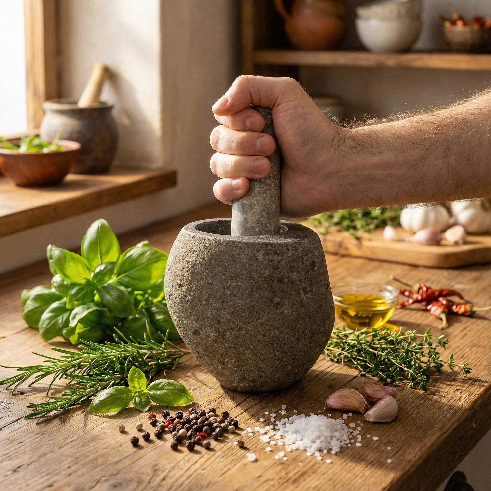 Natural Riverstone Pestle & Mortar (Medium)