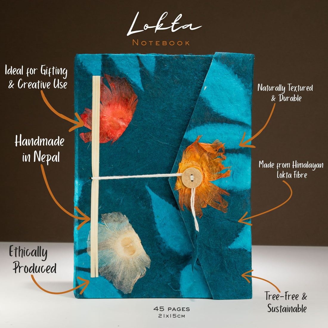 Lokta Bold Floral Notebook Midnight Blue