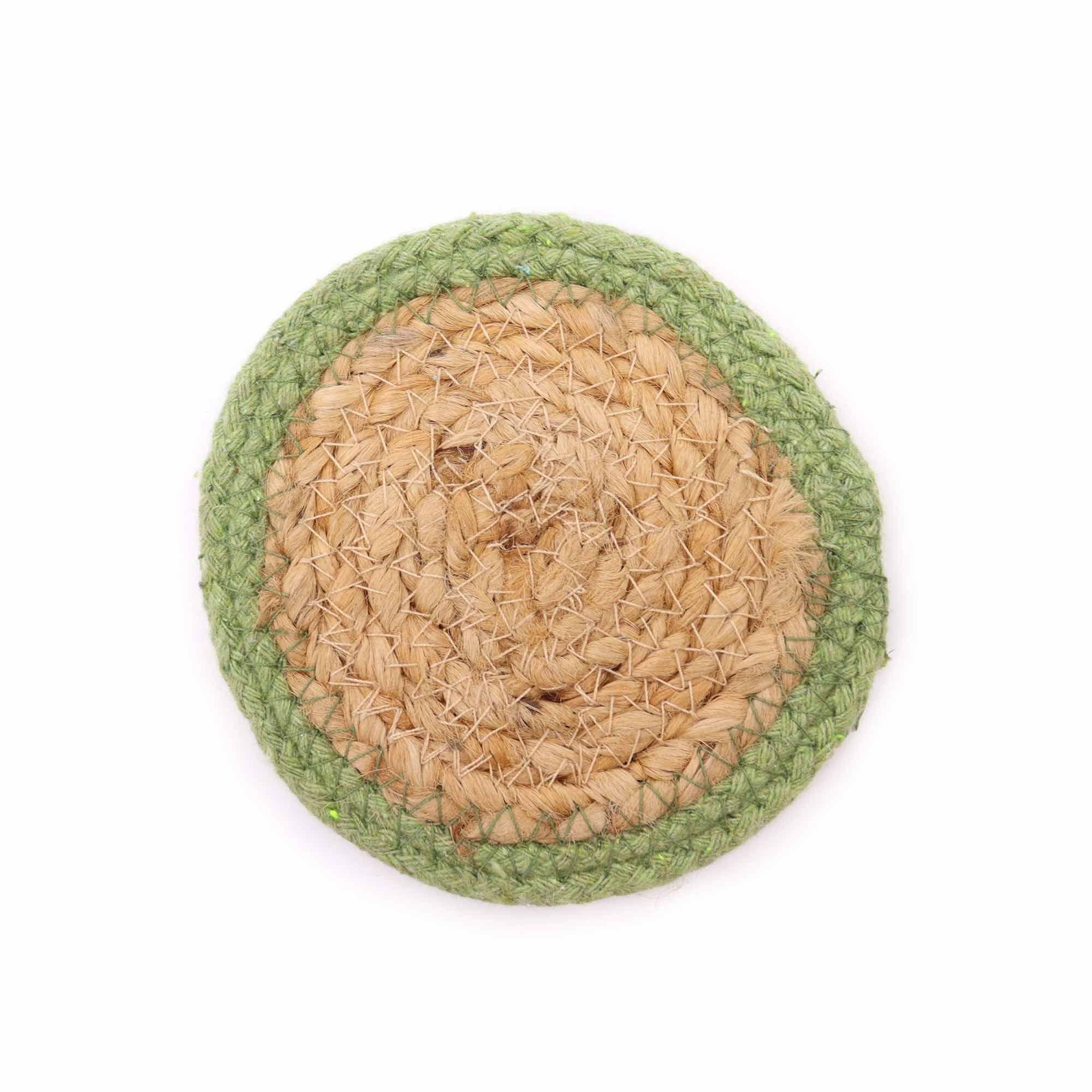 Natural Coaster - Jute & Cotton (set of 6) Mixed colors