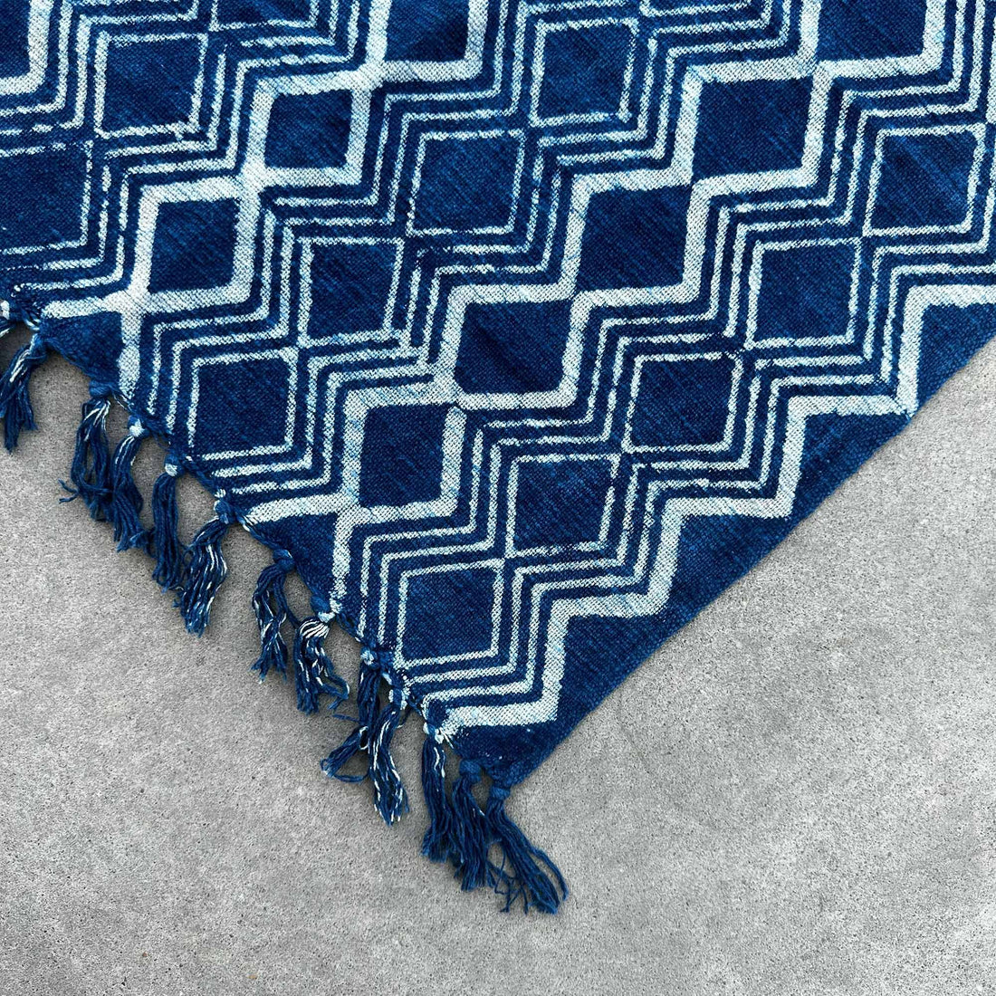 Handmade Indigo Runner - Heerak Patern