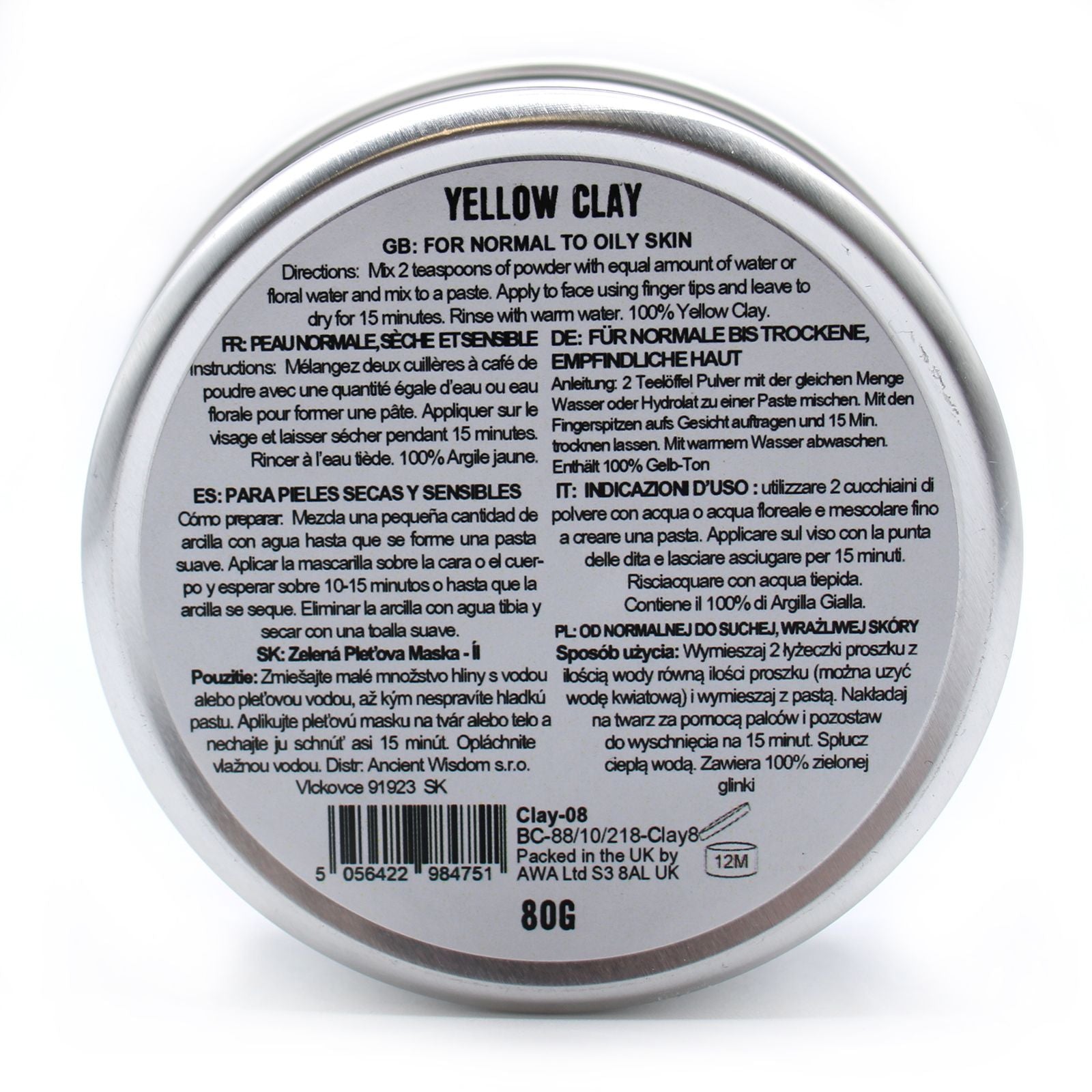 Yellow Clay Face Mask