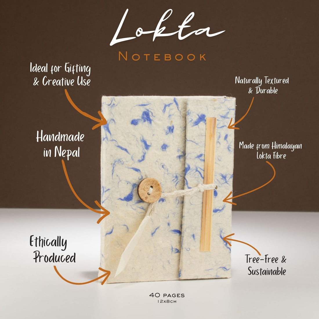 Mini Lokta Mixed Blue Cotton Notebook