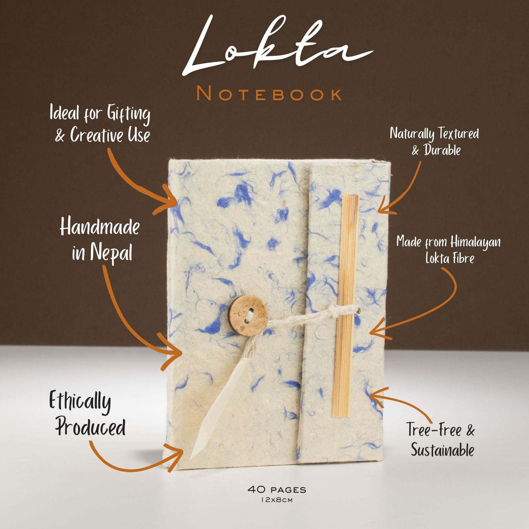 Mini Lokta Mixed Blue Cotton Notebook