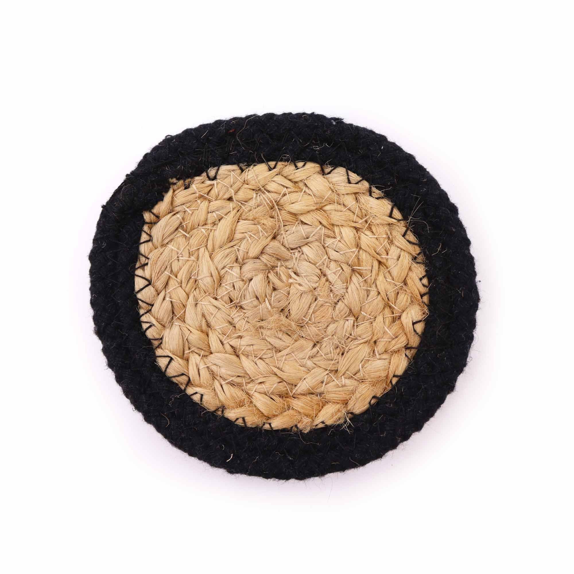 Natural Coaster - Jute & Cotton (set of 6) Mixed colors