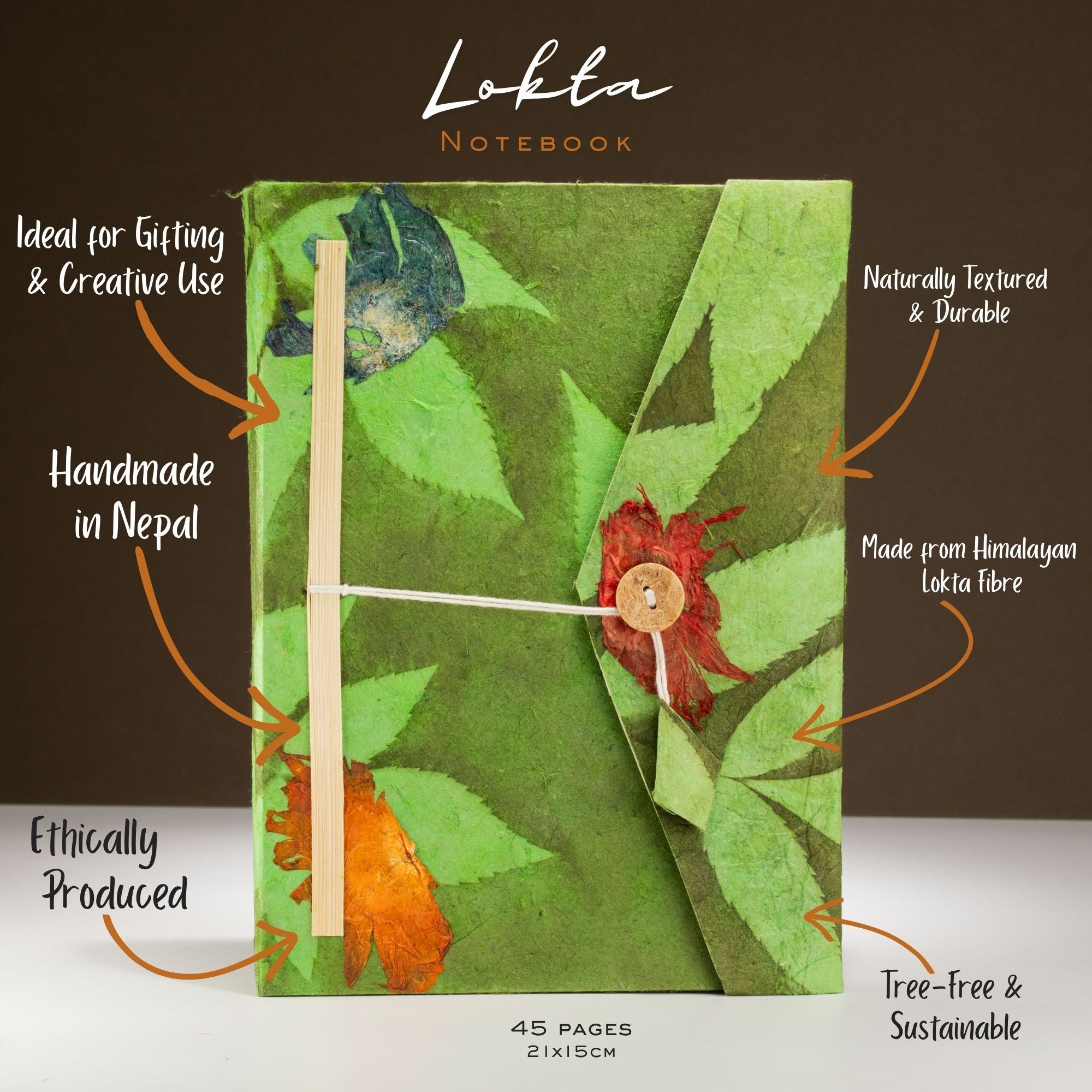 Lokta Bold Floral Notebook Moss Green