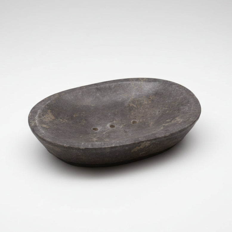 Classic Oval Grey Marble Soap Dish