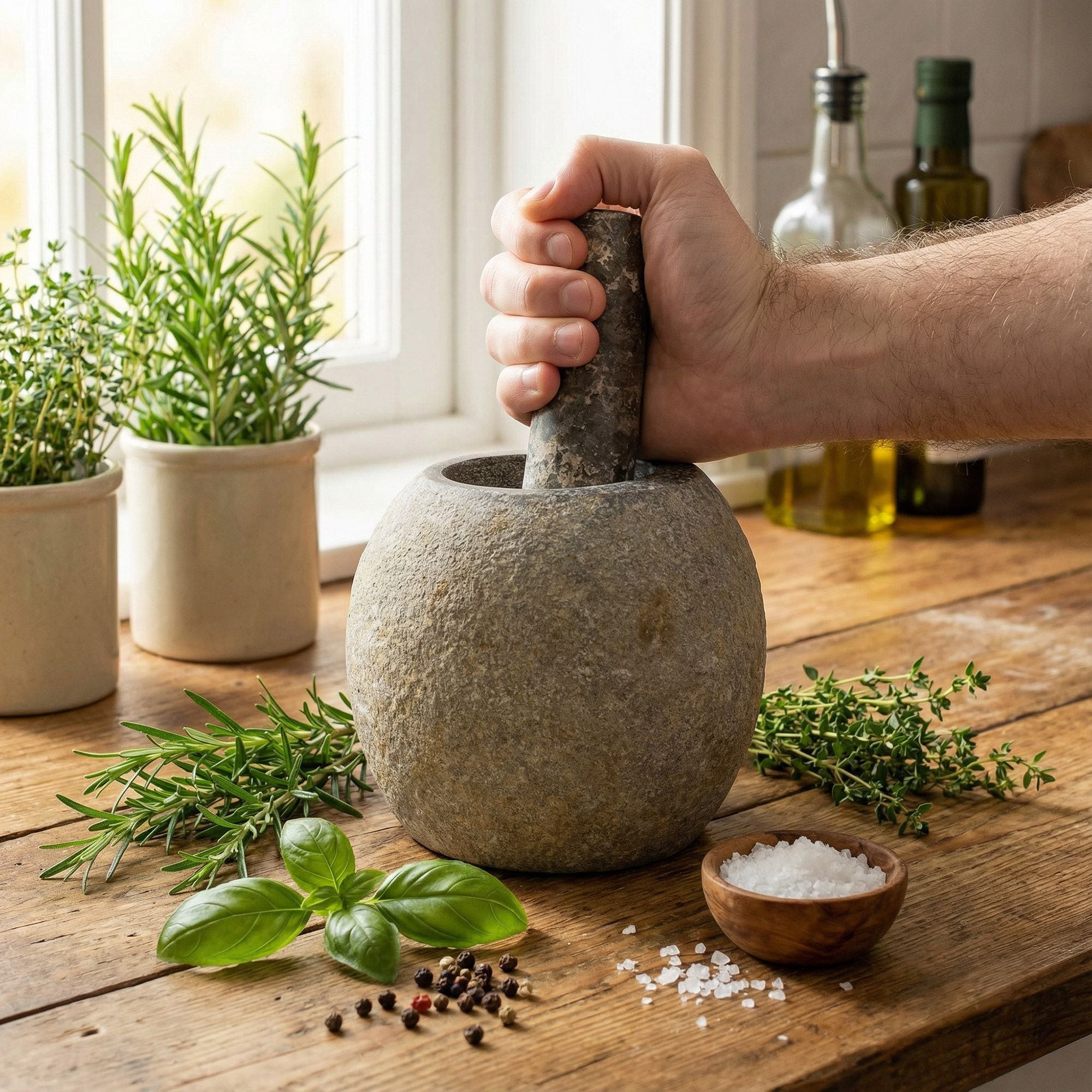 Natural Riverstone Pestle & Mortar (Large)