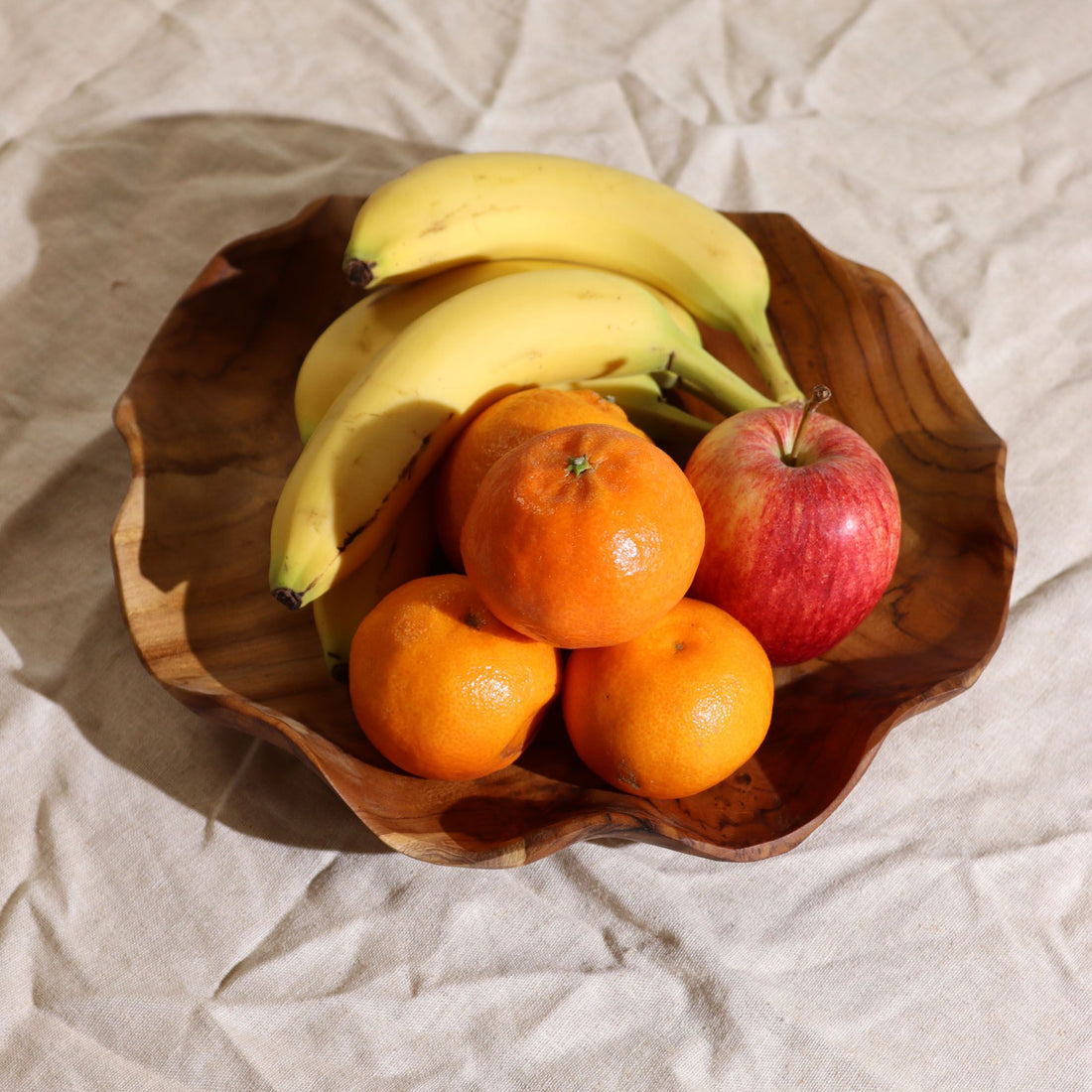 Smooth Round Teakwood Fruit Bowl