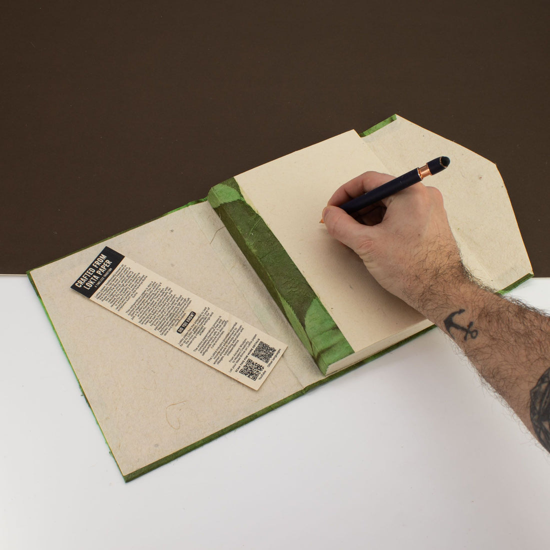 Lokta Bold Floral Notebook Moss Green