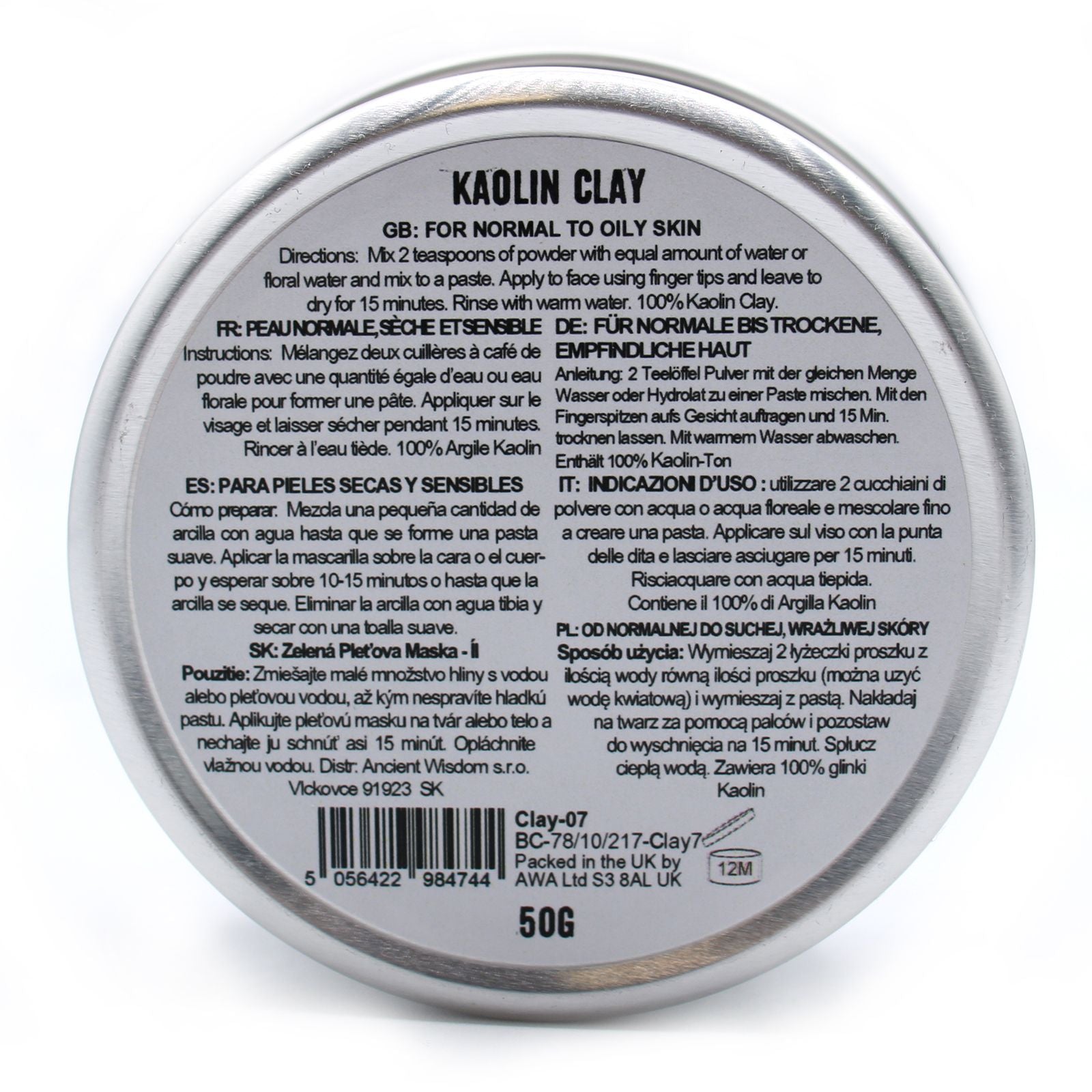 Kaolin Clay Face Mask