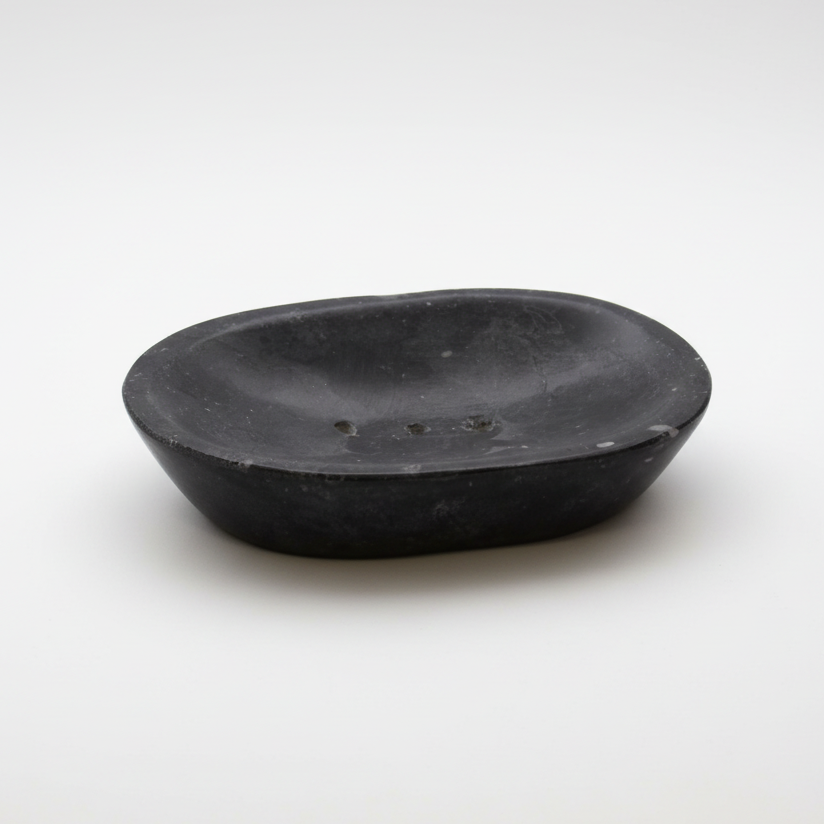 Classic Oval Black Marble Soap Dish