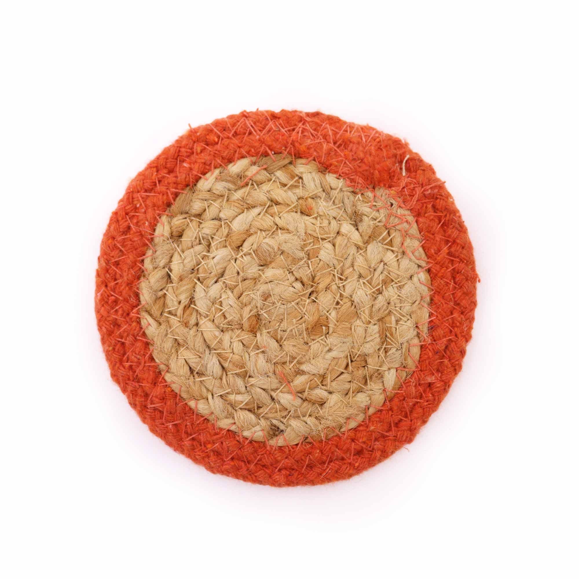 Natural Coaster - Jute & Cotton (set of 6) Mixed colors