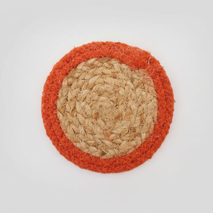 Natural Coaster - Jute & Cotton (set of 4) - Clay Border