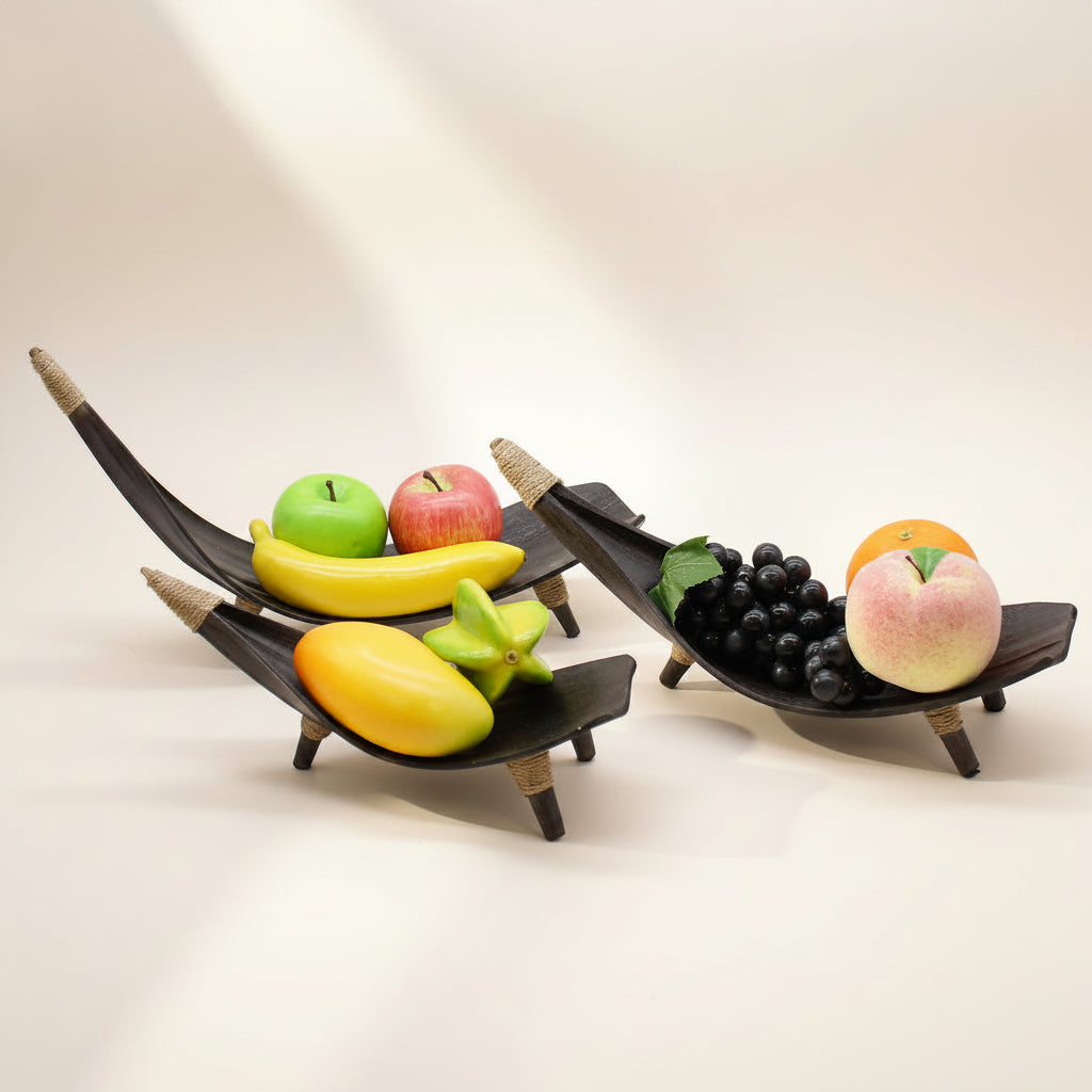 Coconut Leaf Fruit Bowl Set - Chocolate