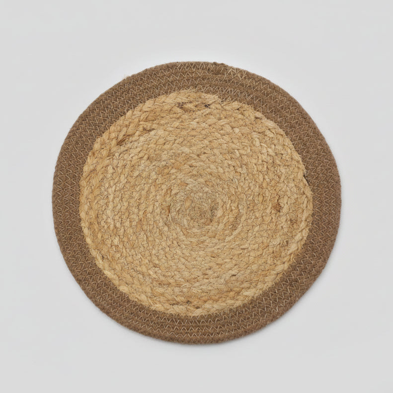 Natural Place Mat - Jute & Cotton - Natural Border