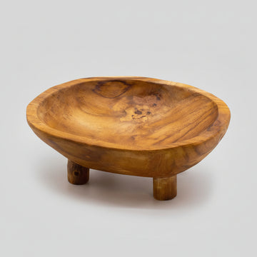 Smooth Teakwood Fruit Bowl on Legs