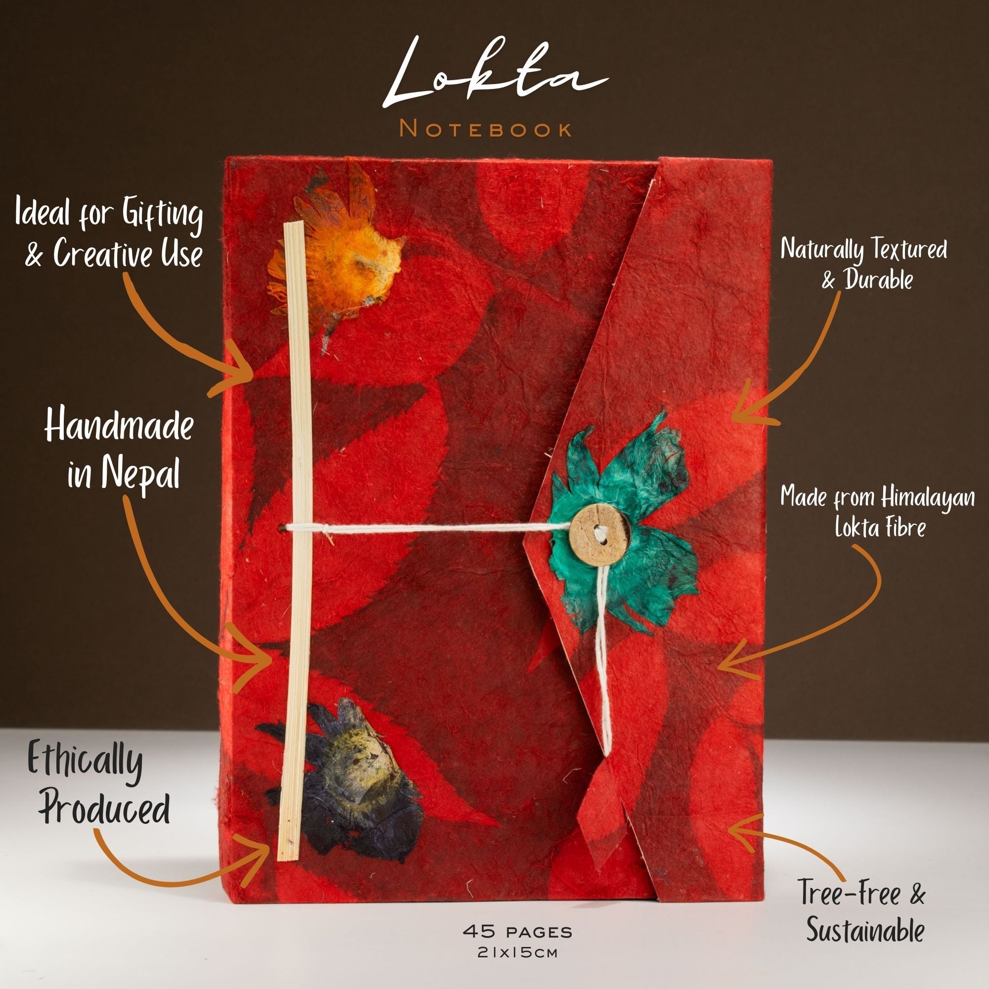 Lokta Bold Floral Notebook Ruby