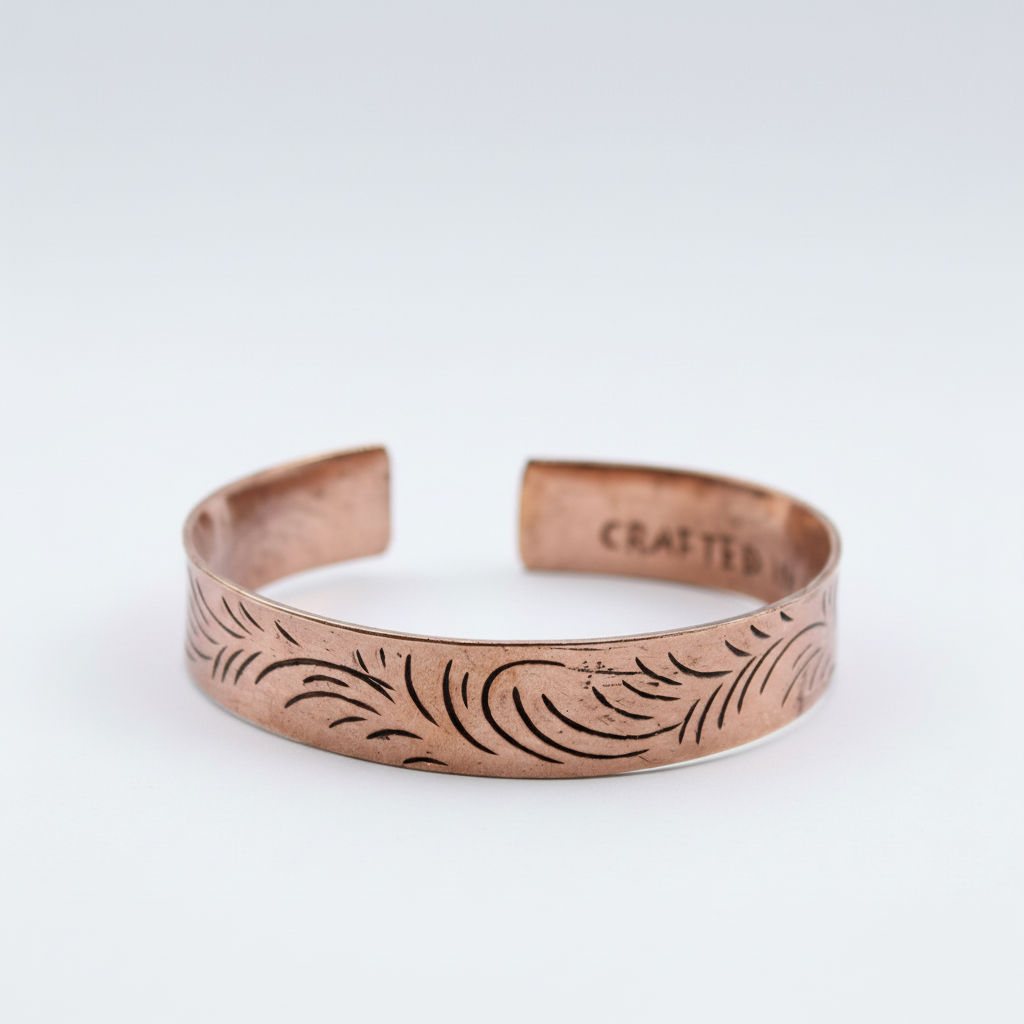 Copper Tibetan Bracelet - Wide Tribal Swirls
