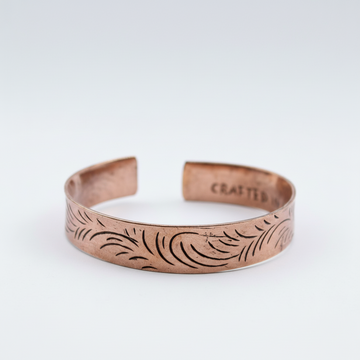Copper Tibetan Bracelet - Wide Tribal Swirls