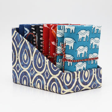 4x Block Print Cotton Bound Notebooks