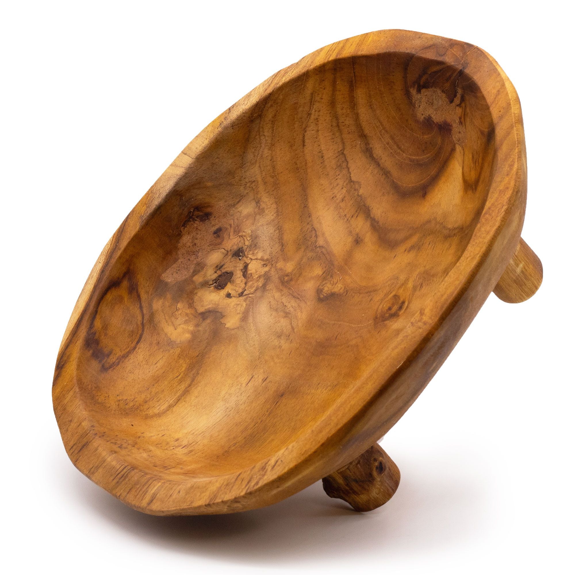Smooth Teakwood Fruit Bowl on Legs