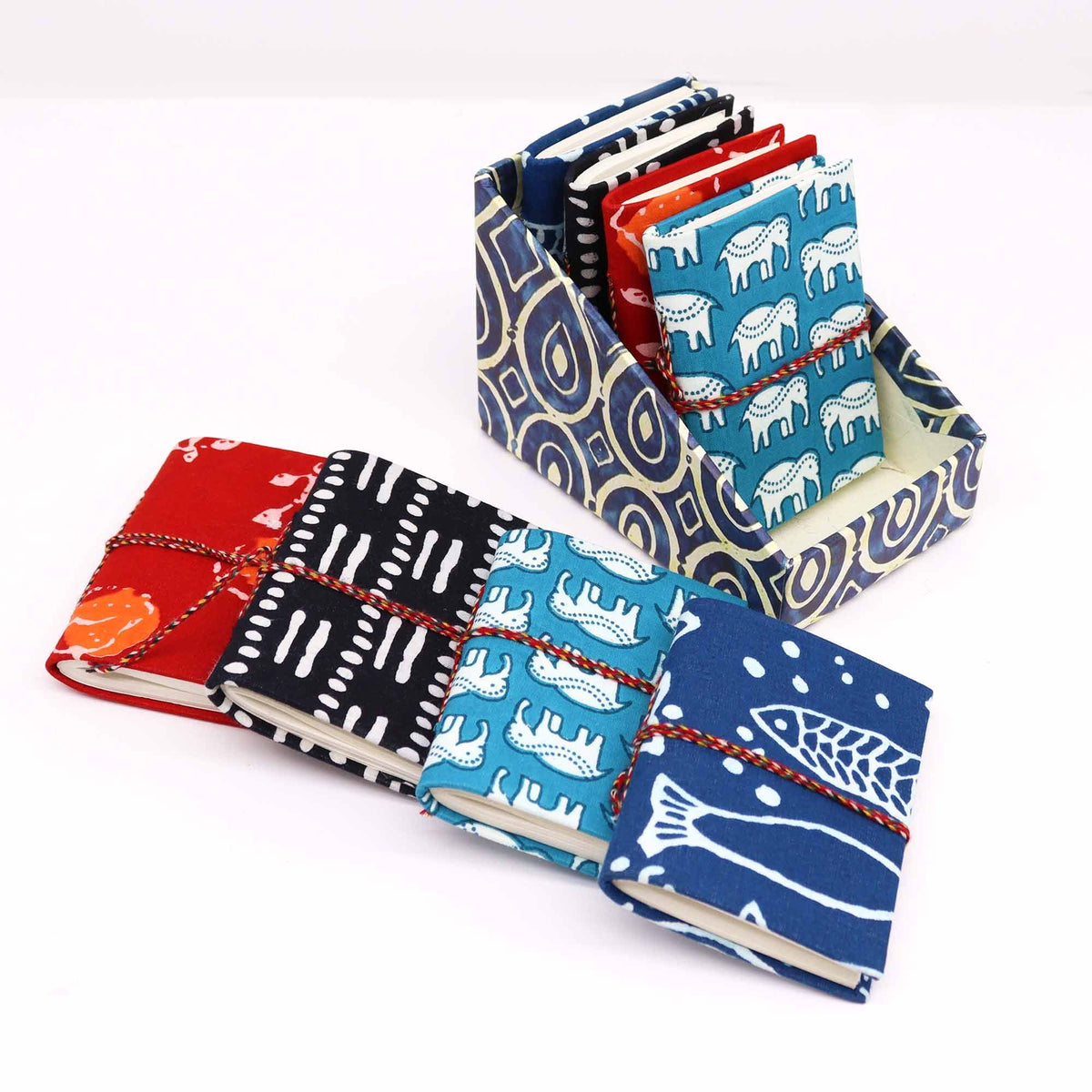4x Block Print Cotton Bound Notebooks