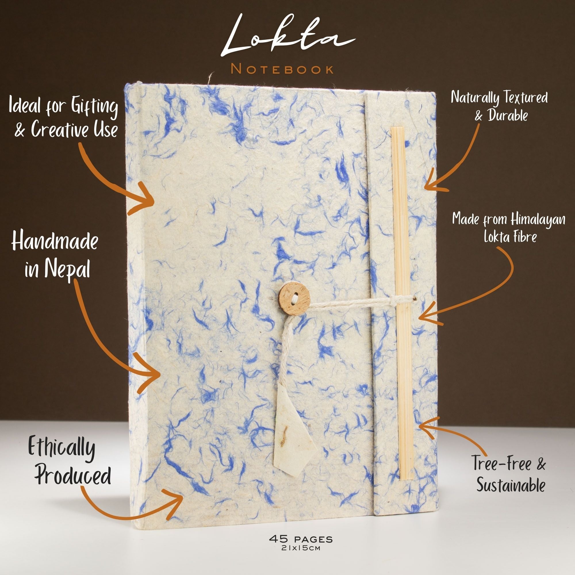 Lrg Lokta Mixed Blue Cotton Notebook