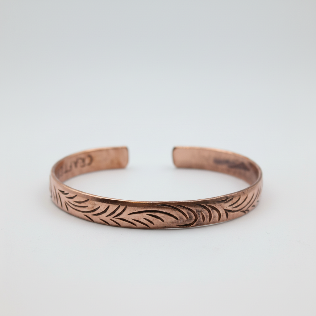 Copper Tibetan Bracelet - Slim Tribal Swirls