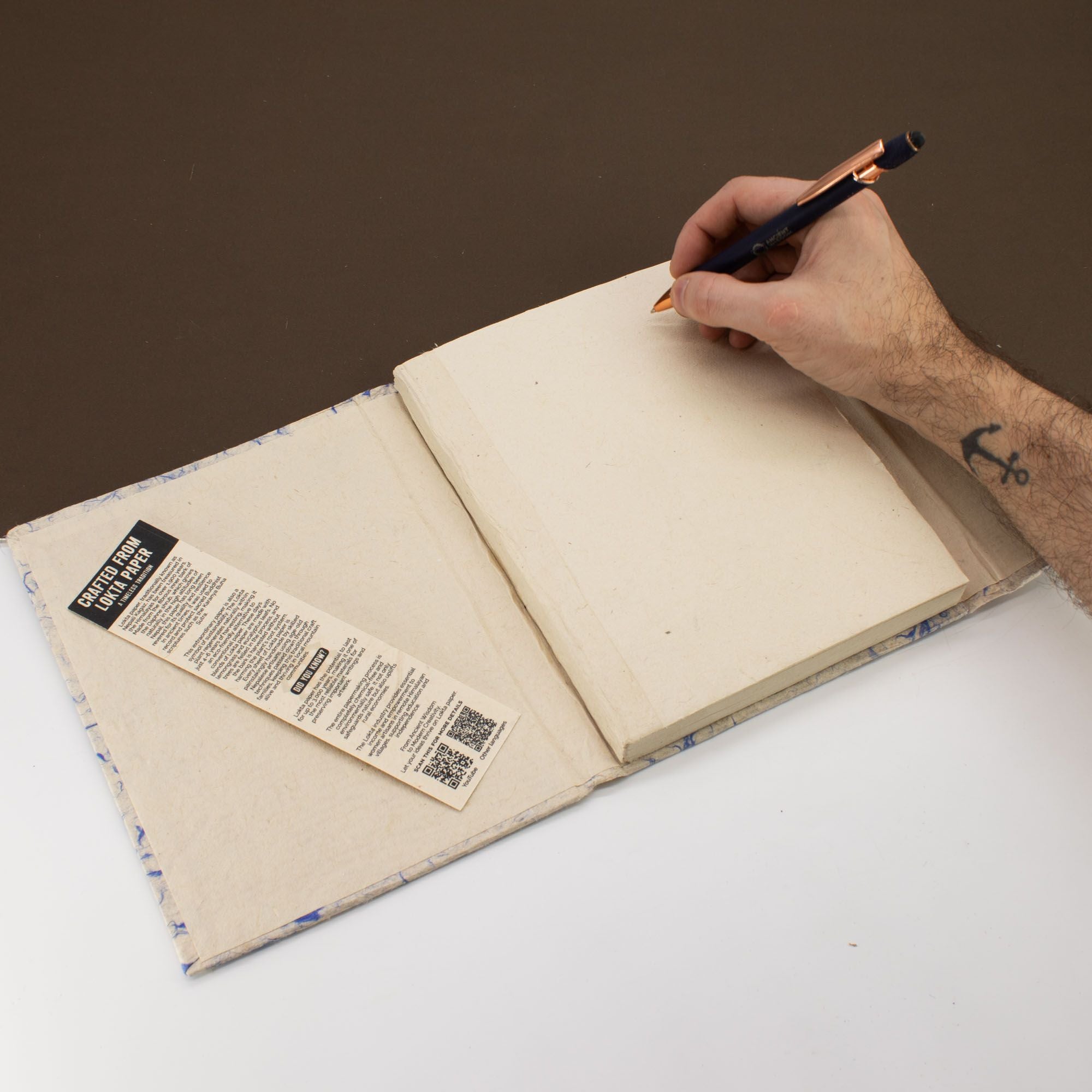 Lrg Lokta Mixed Blue Cotton Notebook