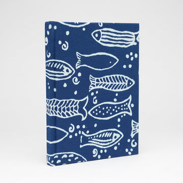 Cotton Bound Notebook - Indigo Fish