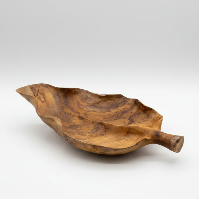 Large Leaf Shaped Teakwood Fruit Bowl
