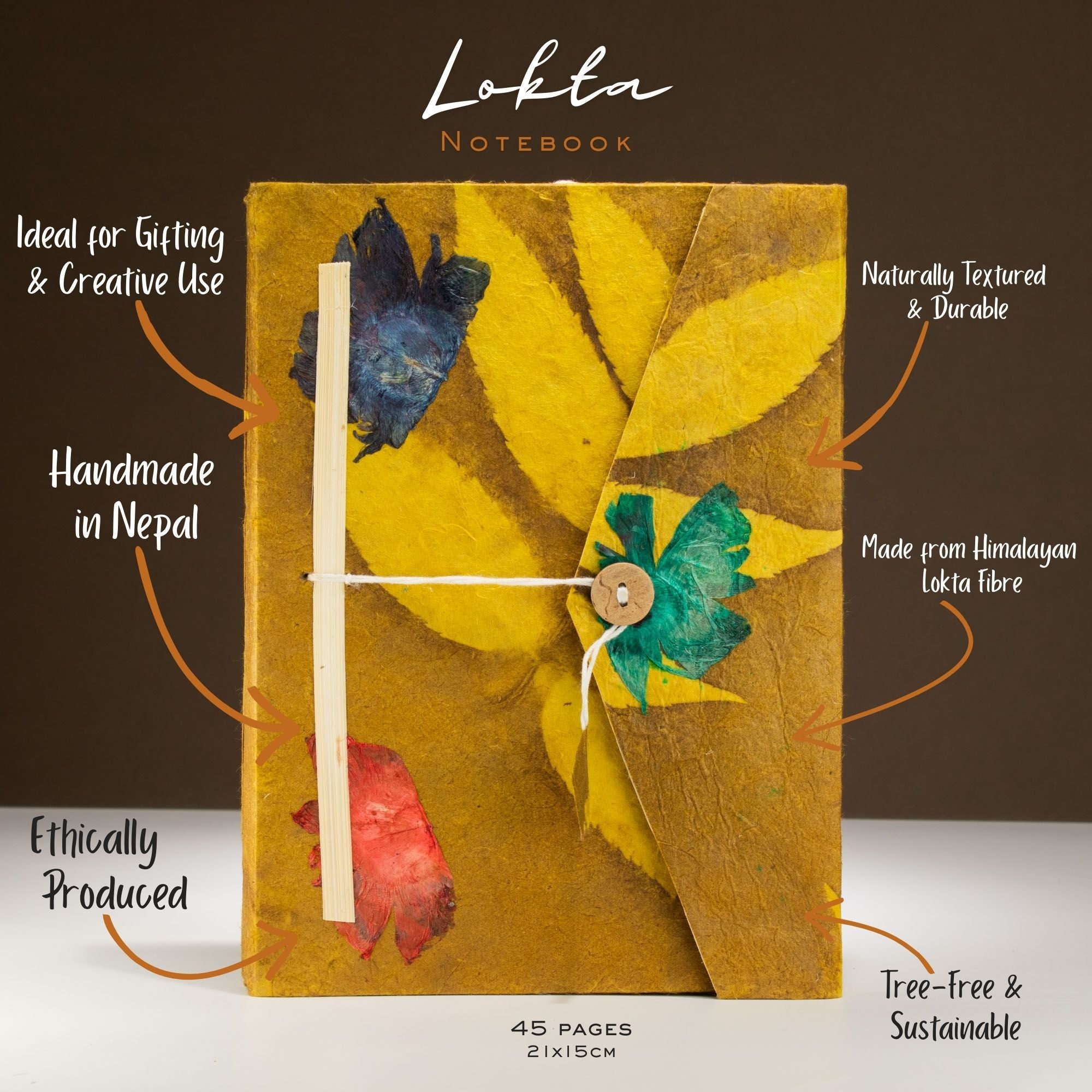 Lokta Bold Floral Notebook Olive