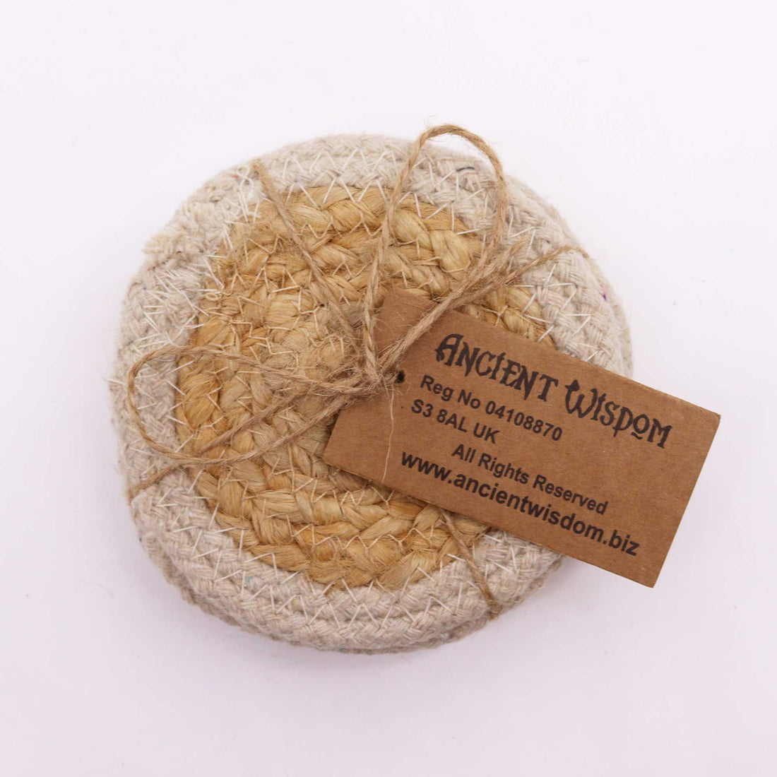 Natural Coaster - Jute & Cotton (set of 4) - Ivory Border