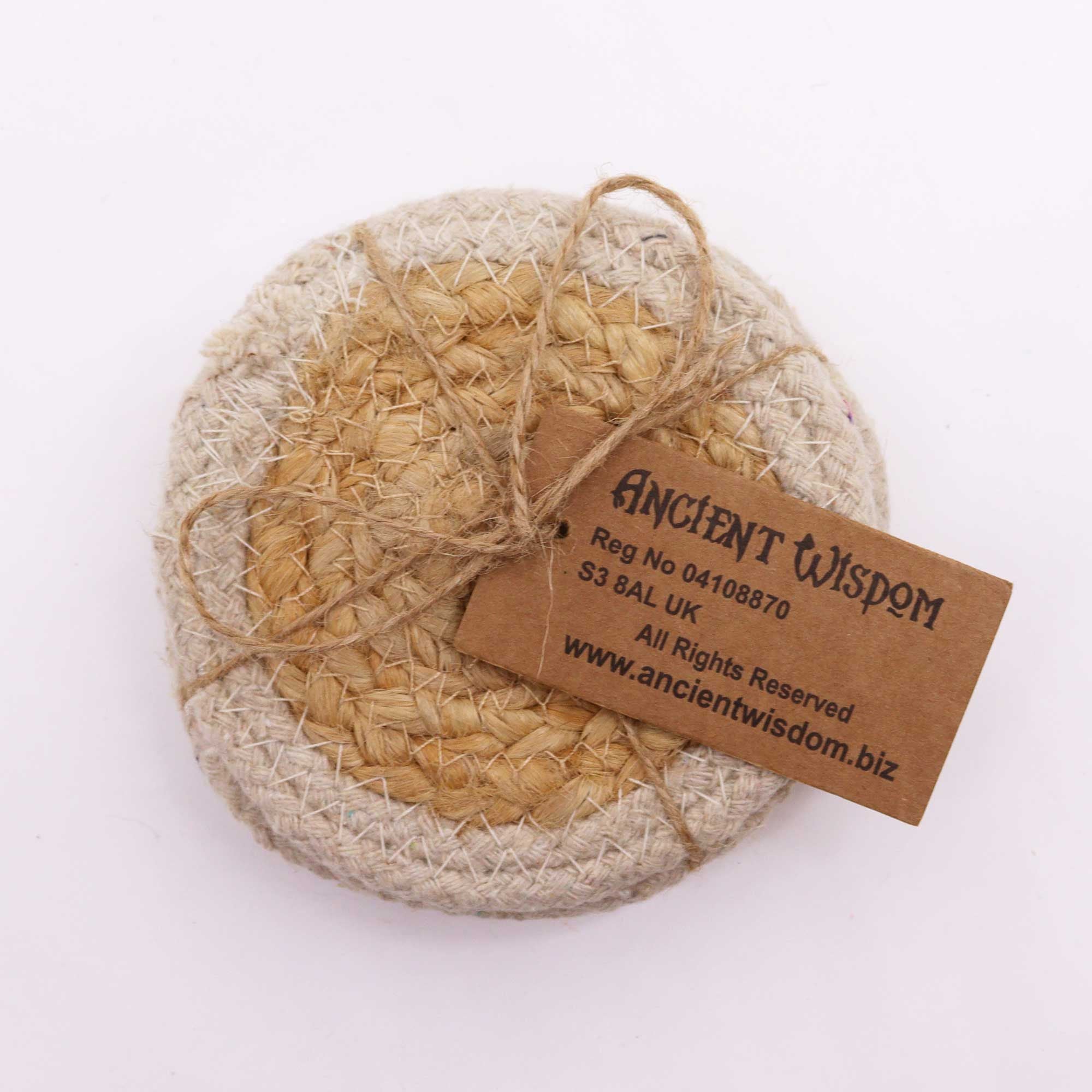 Natural Coaster - Jute & Cotton (set of 4) - Ivory Border