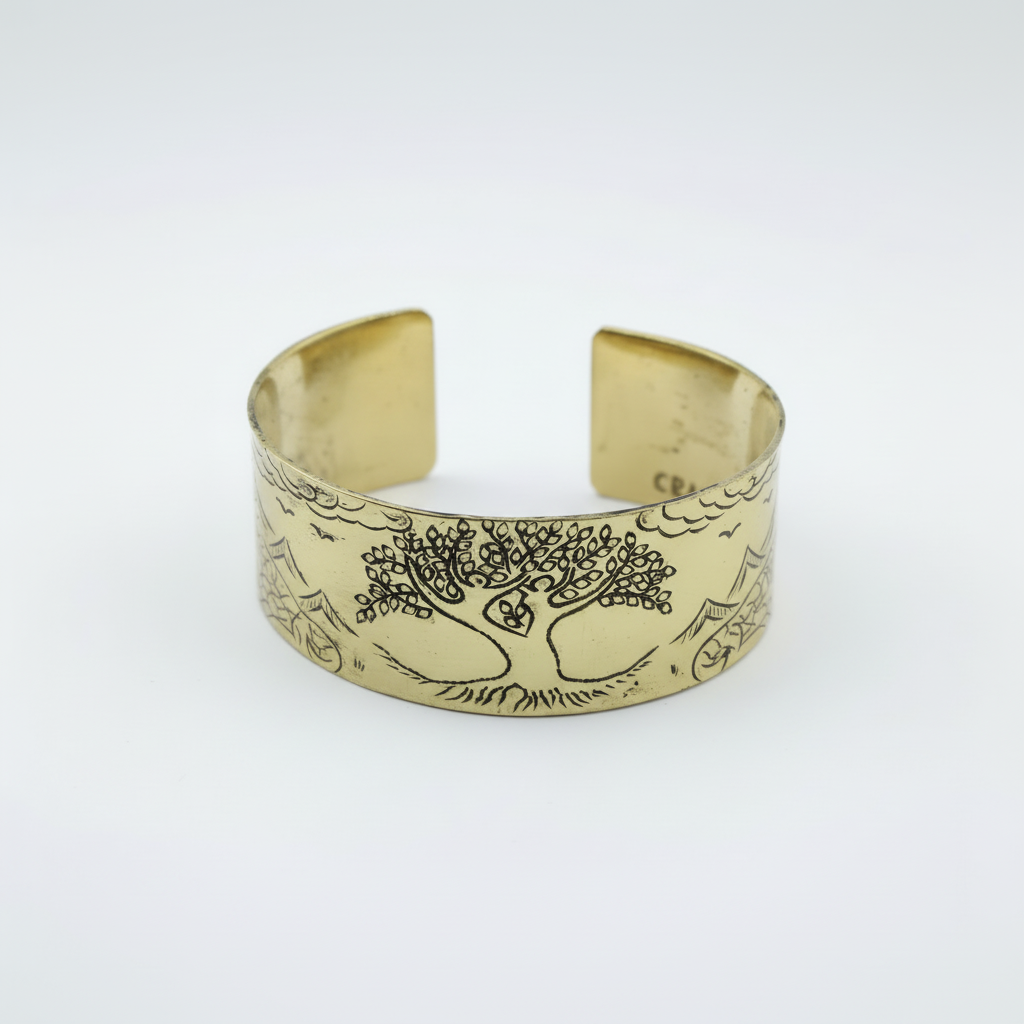 Brass Tibetan Mantra Bracelet - Tree of Life