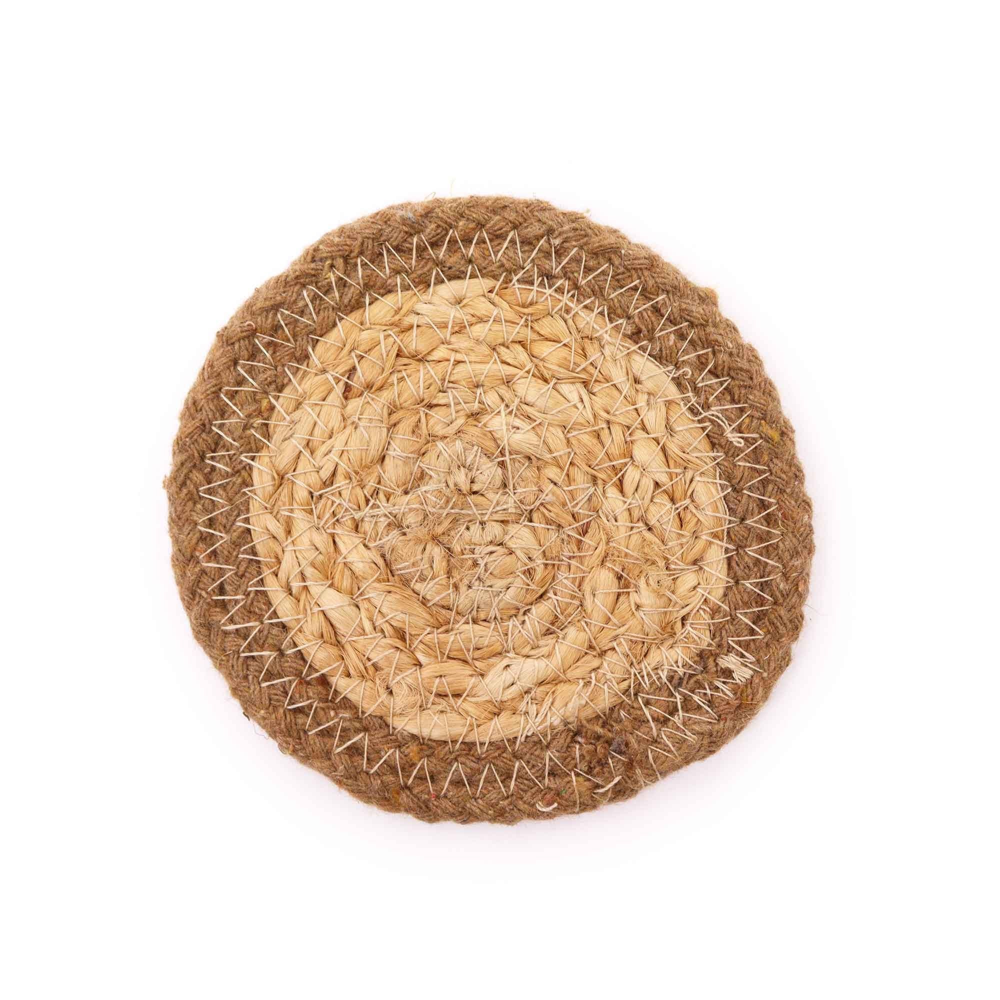 Natural Coaster - Jute & Cotton (set of 6) Mixed colors