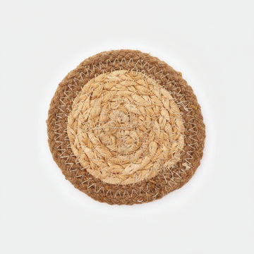 Natural Coaster - Jute & Cotton (set of 4) - Natural Border