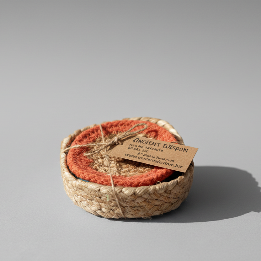 Natural Coaster - Jute & Cotton (set of 6) Mixed colors