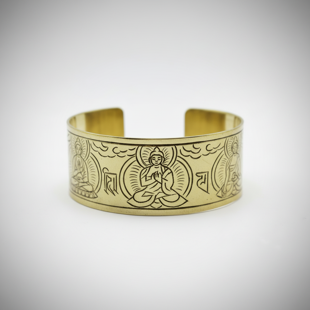 Brass Tibetan Bracelet - Five Buddha
