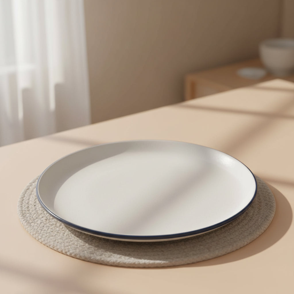 Natural Place Mat - Jute & Cotton 30cm - Ivory Border