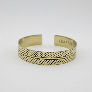 Brass Tibetan Bracelet - Wide Tribal Leaf