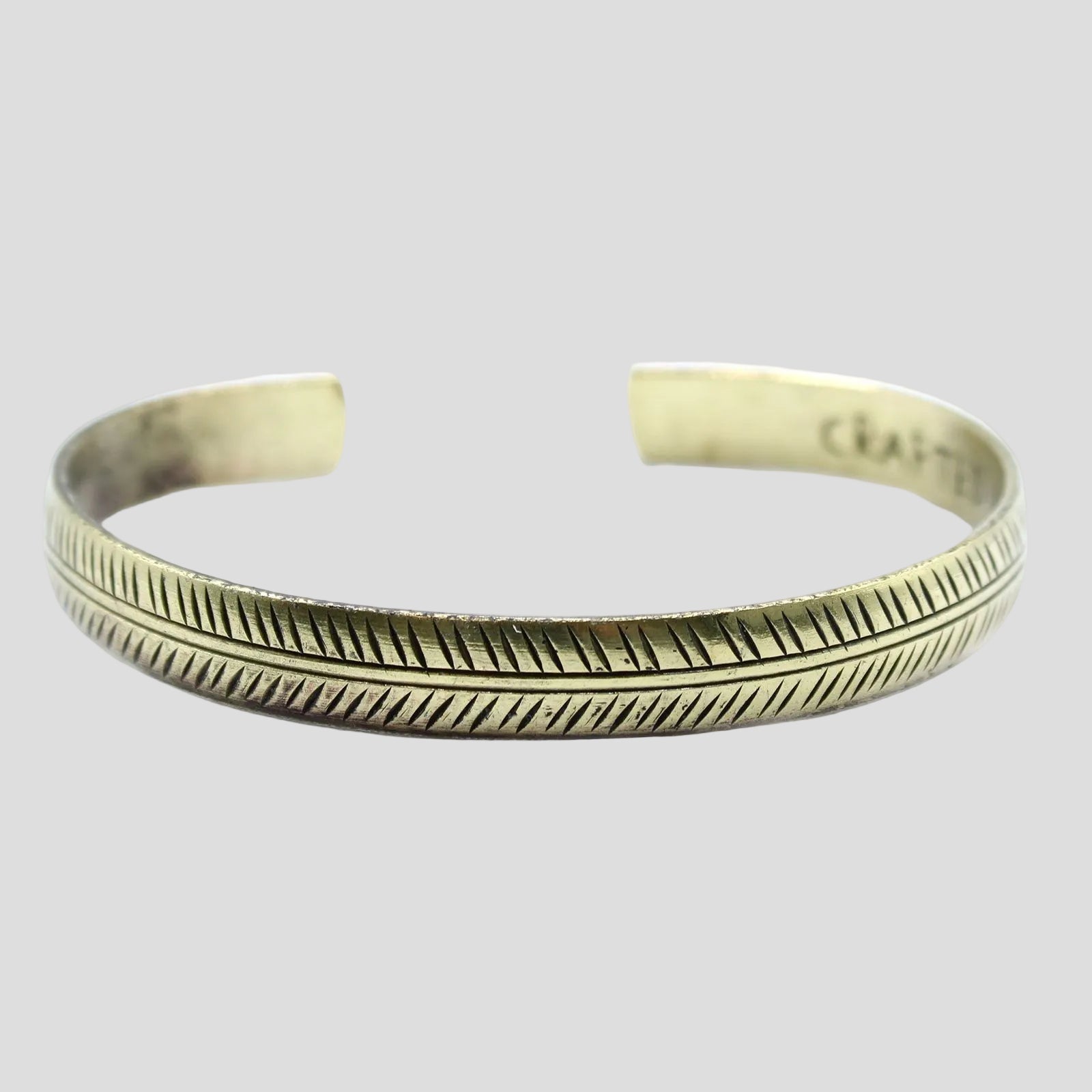 Brass Tibetan Bracelet - Slim Tribal Leaf