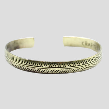 Brass Tibetan Bracelet - Slim Tribal Leaf