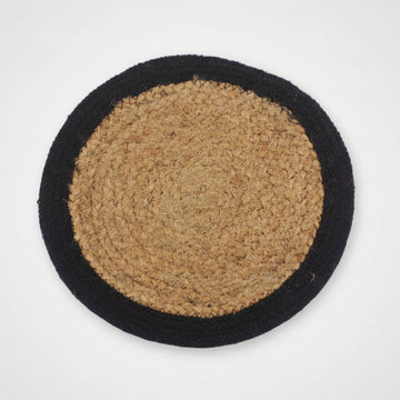Natural Place Mat - Jute & Cotton - Black Border