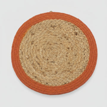 Natural Place Mat - Jute & Cotton - Clay Border