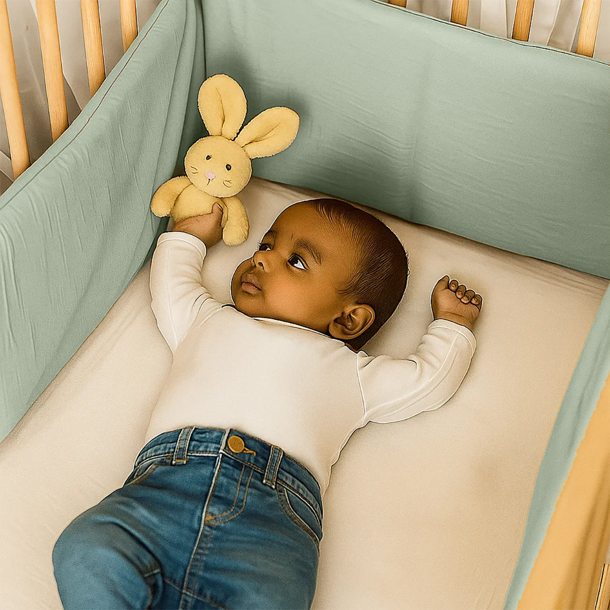 Organic Cotton Cot Bumper - Green