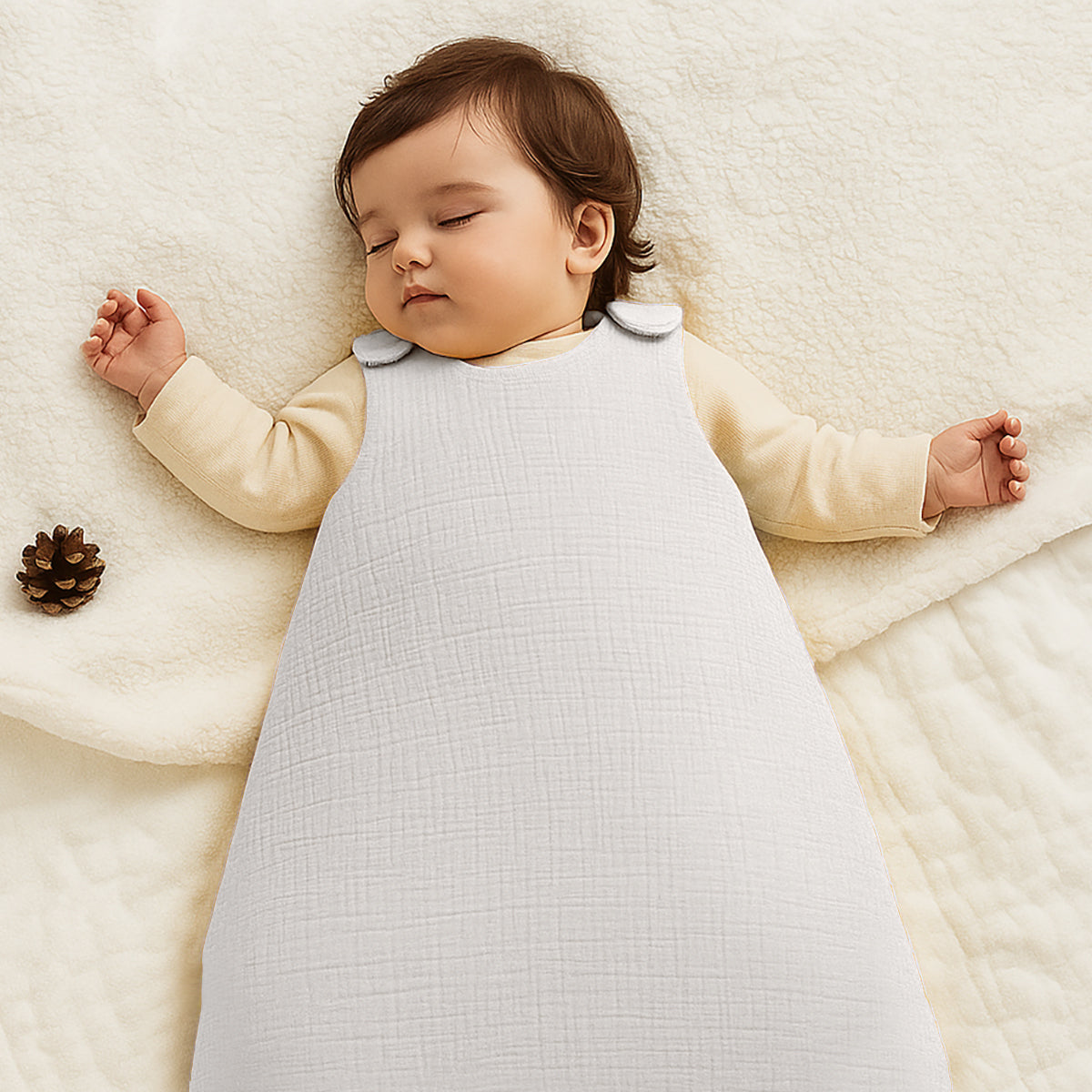 Organic Cotton Winter Sleeping Bag - White