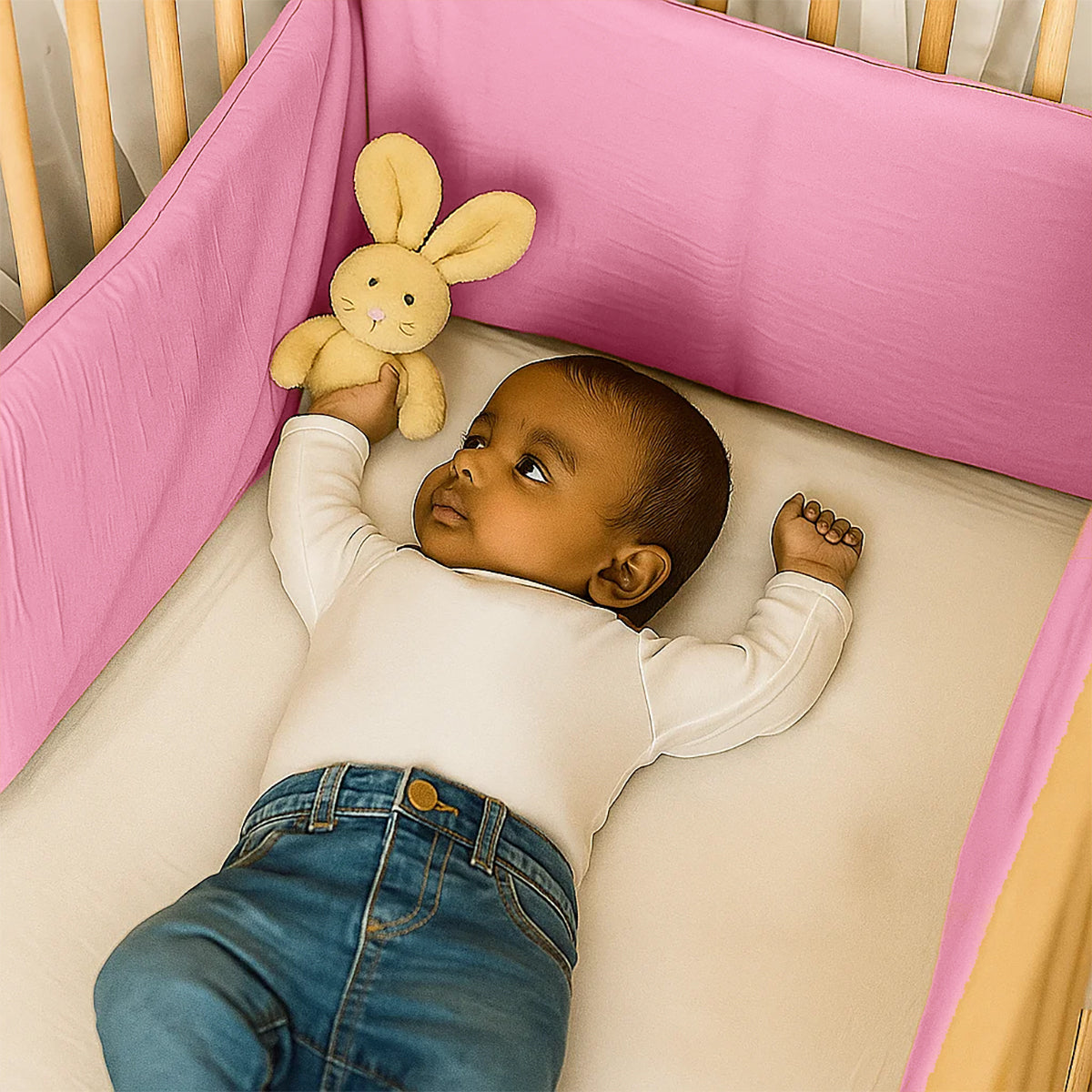 Organic Cotton Cot Bumper - Pink